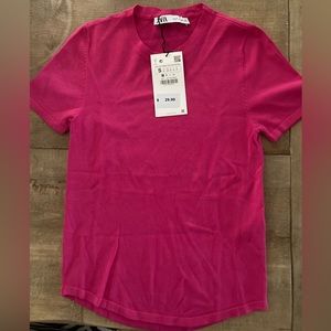 ZARA Women’s bright pink short sleeve tshirt Brand new never worn